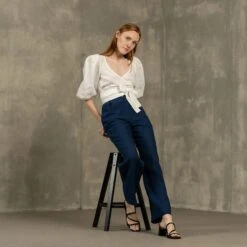 Wrap Crop Top Jenny -Menique MENIQUE Linen Wrap TopJENNY PantsLOTUS 4