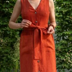 Linen Safari Dress Sierra 10 Linen Safari Dress Sierra -Menique MENIQUE LinenDresswithButtonsSierra 4