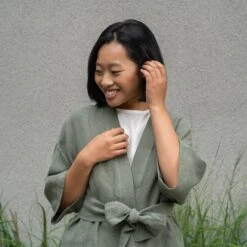 Short Sleeve Cardigan Sakura 13 Short Sleeve Cardigan Sakura -Menique MENIQUE LinenJacketSakura 6