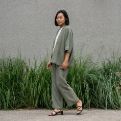 Linen Kimono Wrap Top Sakura 21 Linen Kimono Wrap Top Sakura -Menique MENIQUE LinenJacketSakura 7 1