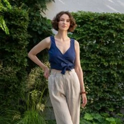 Linen Wrap Crop Top Aria 12 Linen Wrap Crop Top Aria -Menique MENIQUE Lotus Aria 2