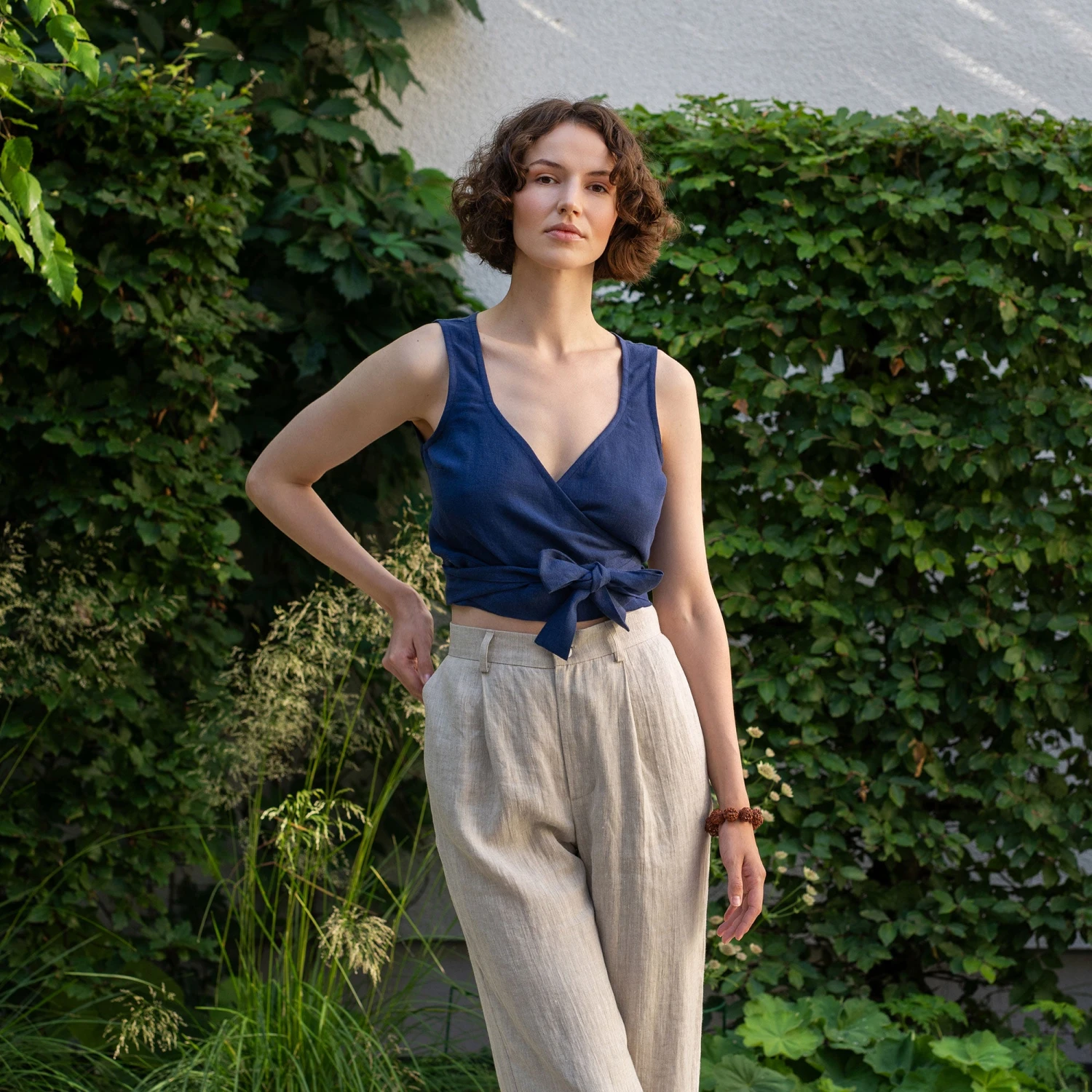 Linen Wrap Crop Top Aria 3 Linen Wrap Crop Top Aria - Image 3