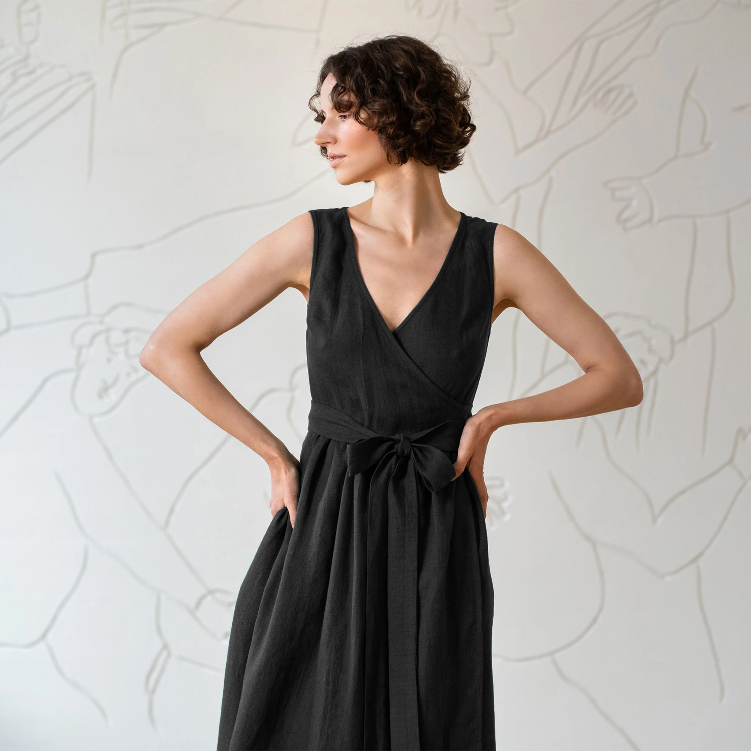 Linen Wrap Dress Macie 11 Linen Wrap Dress Macie - Image 11