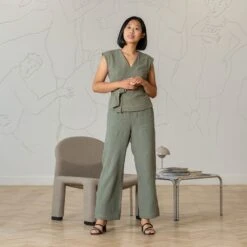 Sleeveless Linen Kimono Wrap Top Ruby -Menique MENIQUE Rubby Havana 1