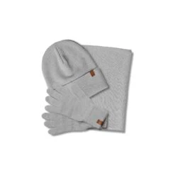 Men's Knit Beanie, Gaiter & Gloves 3-Piece -Menique MENIQUE Womens Beanie Gaiter Gloves Knitted Set Light Gray