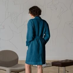 Women's Linen Bath Robe 11 Women's Linen Bath Robe -Menique MENIQUE linen Edvina 11 2 1