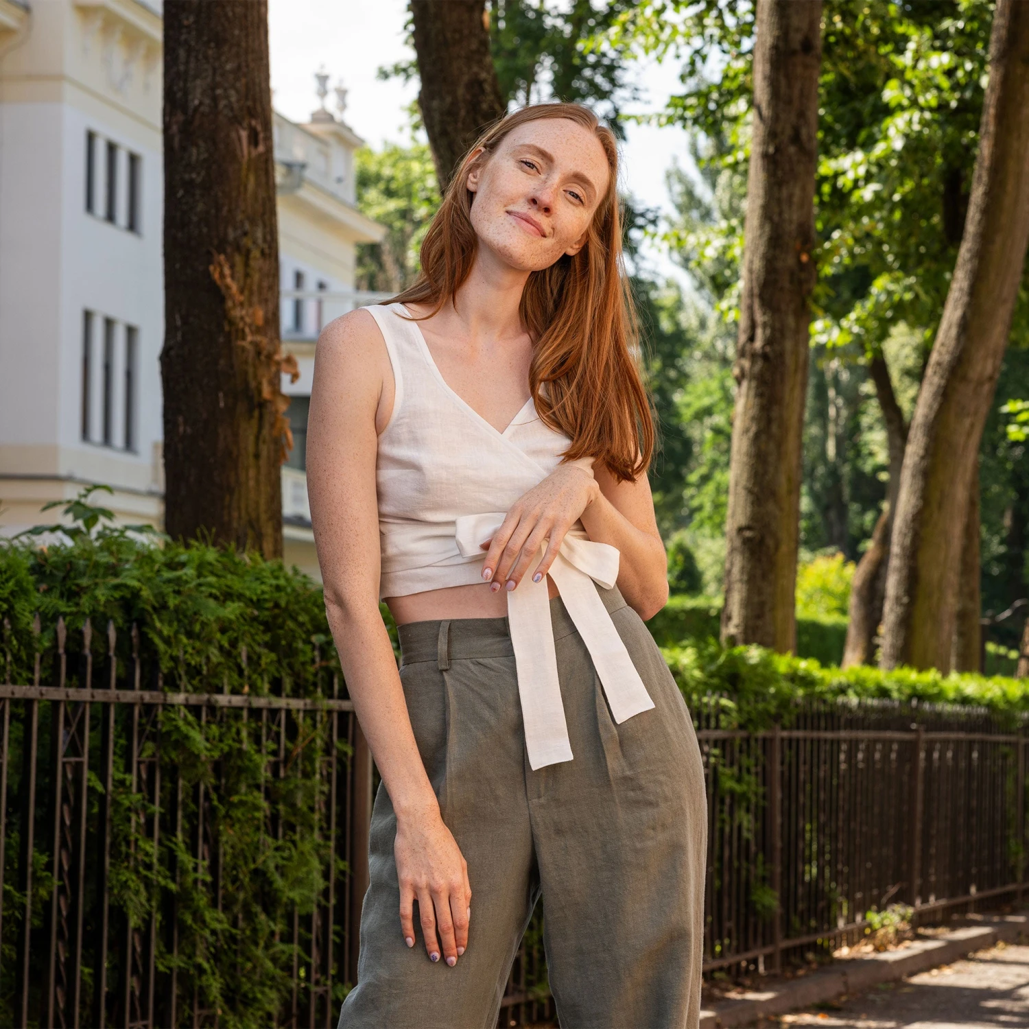 Linen Wrap Crop Top Aria 1 Linen Wrap Crop Top Aria