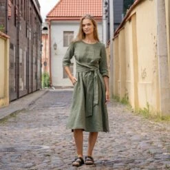 Casual Linen Wrap Dress Miley -Menique MENIQUElinenGabijaMiley 1 8b6ce09c 47e4 4d89 8d20 1c2d8206143f 1