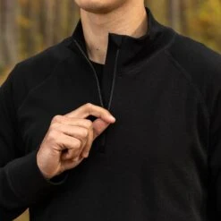 Men's 250 Zip Neck Top Black -Menique MENIQUEmerinotracksuitmenblack 7