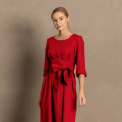 Casual Linen Wrap Dress Miley -Menique MILEY Pure Red 1