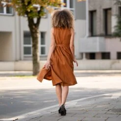 Linen Wrap Dress Macie 17 Linen Wrap Dress Macie -Menique Macie Linen Dress Almond Brown 5