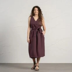 Linen Wrap Dress Macie 18 Linen Wrap Dress Macie -Menique Macie Shadow Purple 2