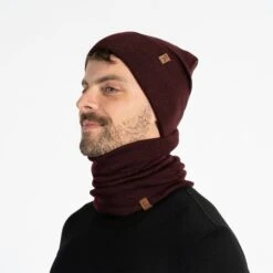 Men's Knit Beanie & Gaiter 2-Piece -Menique Men s Knit Beanie Gaiter Set Roayal Cherry 2
