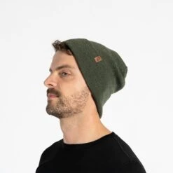 Men's Knit Beanie Merino -Menique Men sKnitBeanieMerinoDarkGreen 2