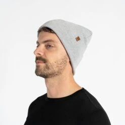 Men's Knit Beanie Merino -Menique Men sKnitBeanieMerinoLightGray 2