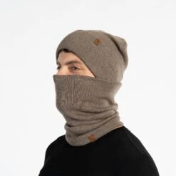 Men's Knit Beanie & Gaiter 2-Piece -Menique Men s Knit Beanie Gaiter Set Brown 2