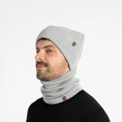 Men's Knit Beanie & Gaiter 2-Piece -Menique Men s Knit Beanie Gaiter Set Light Gray 2