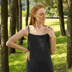 Linen Maxi Dress Jasmine -Menique Menique Linen Dress JASMINE PURE BLACK 2