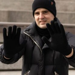 Men's Knit Beanie & Gloves 2-Piece -Menique Mens knit gloves black 2 6eb99918 e98f 4acc 9a4a c71c29d6143d