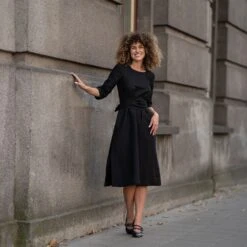 Casual Linen Wrap Dress Miley -Menique Miley Linen Dress Pure Black 12 1