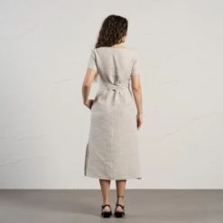 Short Sleeve Obi Wrap Dress Milly -Menique Milly Natural 6