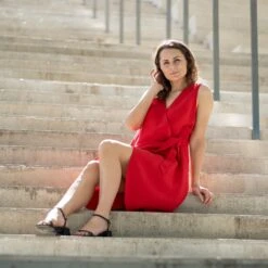 Dress With Side Ribbon Natalie 13 Dress With Side Ribbon Natalie -Menique Natalie Dress Pure Red 5