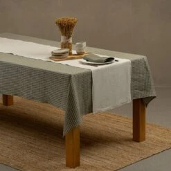 Holiday Linen Tablecloth -Menique Natural Table runner 1