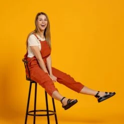 Linen Pinafore Jumpsuit Nicci Cinnamon Red -Menique Nicci Cinnamon Red 6