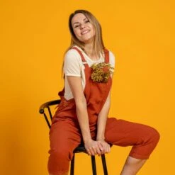 Linen Pinafore Jumpsuit Nicci Cinnamon Red -Menique Nicci Cinnamon Red 7