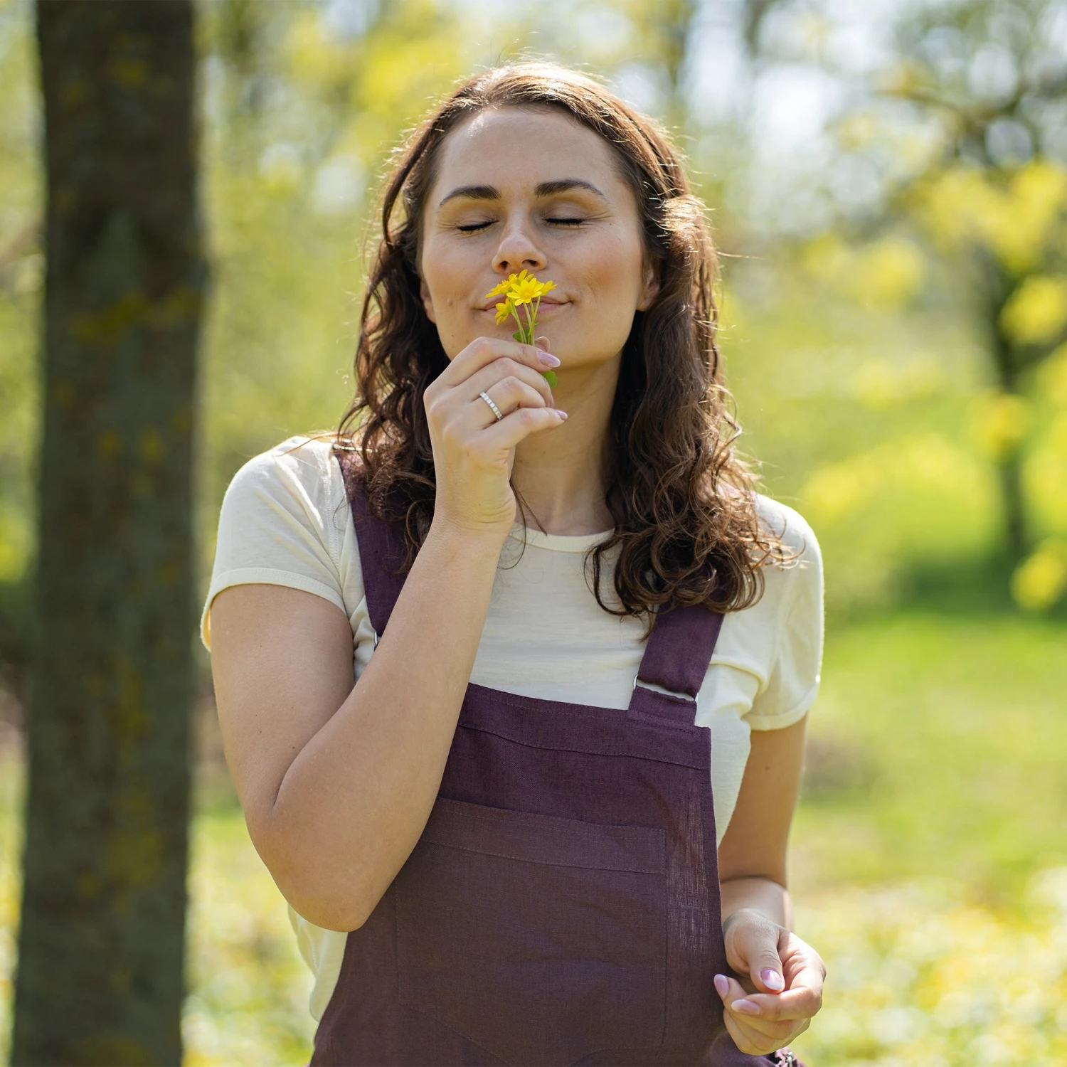 Linen Pinafore Jumpsuit Nicci Shadow Purple 3 Linen Pinafore Jumpsuit Nicci Shadow Purple - Image 3