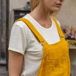 Linen Pinafore Jumpsuit Nicci Spicy Yellow 10 Linen Pinafore Jumpsuit Nicci Spicy Yellow -Menique Nicci Jumpsuit Spicy Yellow 8