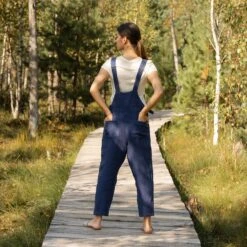 Linen Pinafore Jumpsuit Nicci Storm Blue -Menique Nicci Jumpsuit Storm Blue 6