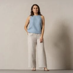 Wide Leg Pants Havana -Menique Nina Cloudy Blue Havana Natural 3