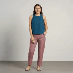 Linen Pants Dakota -Menique Nina Cobalt Blue Dakota FADED ROSE