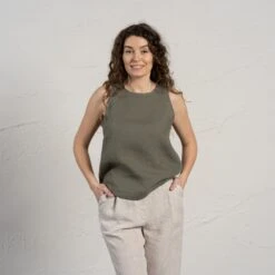 High Neck Top Nina -Menique Nina Stone Green Lotus Natural 4