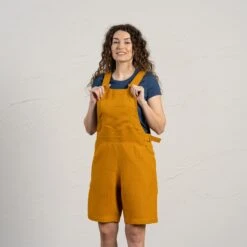 Linen Short Romper Nino 17 Linen Short Romper Nino -Menique Nino Spicy Yellow 2 1