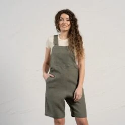 Linen Romper Nino 15 Linen Romper Nino -Menique Nino Stone Green 1