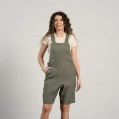 Linen Short Romper Nino 12 Linen Short Romper Nino -Menique Nino Stone Green 3