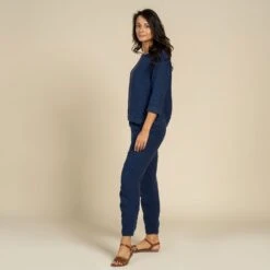 Long Sleeve Blouse & Pants 2-Piece Storm Blue -Menique Nora Dakota Two Piece Set Storm Blue 6