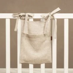 Linen Crib Organizer -Menique Pocket Organizer Natural menique 1