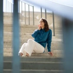 Women's Button-Up Blouse Rebeca -Menique Rebeca Cobalt Blue 5