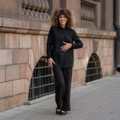 Linen Shirt & Wide Pants 2-Piece -Menique Rebeca Linen Shirt Pure Black 7