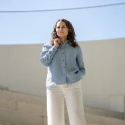 Women's Button-Up Blouse Rebeca -Menique Rebeca Shirt Cloudy Blue 2 1