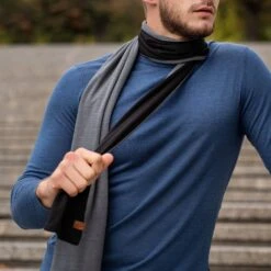 Men's Merino Scarf Black/Perfect Grey -Menique SP 01518