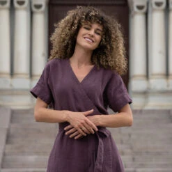Linen Wrap Dress Eliana Shadow Purple 9 Linen Wrap Dress Eliana Shadow Purple -Menique SP 02921