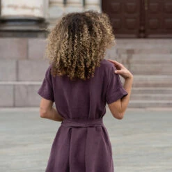 Linen Wrap Dress Eliana Shadow Purple 10 Linen Wrap Dress Eliana Shadow Purple -Menique SP 02928