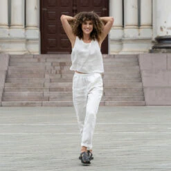 Linen Pants Dakota Pure White -Menique SP 03750