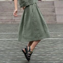 Linen Crop Top & Skirt 2-Piece -Menique SP 04193