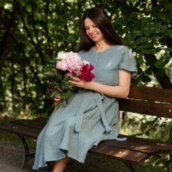 Front Button Dress Brigit Mint Green -Menique SP 04994