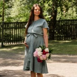 Front Button Dress Brigit Mint Green